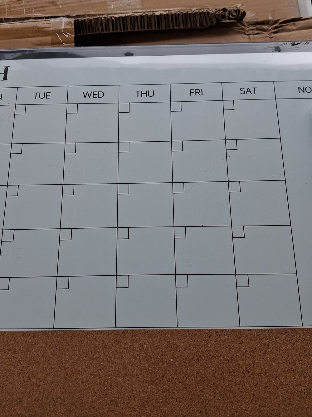 White Monthly Planner Dry-Erase Board with Cork Strip - Home Office